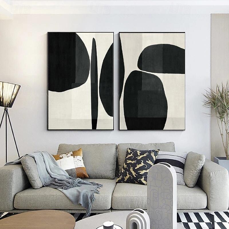 oil painting Handmade  Black and White oil painting Wabi Sabi Abstract oil painting Hand painted Wall Art  Modern Abstract Oil Painting Geometric Figure painting Wall Art for Home decoration3