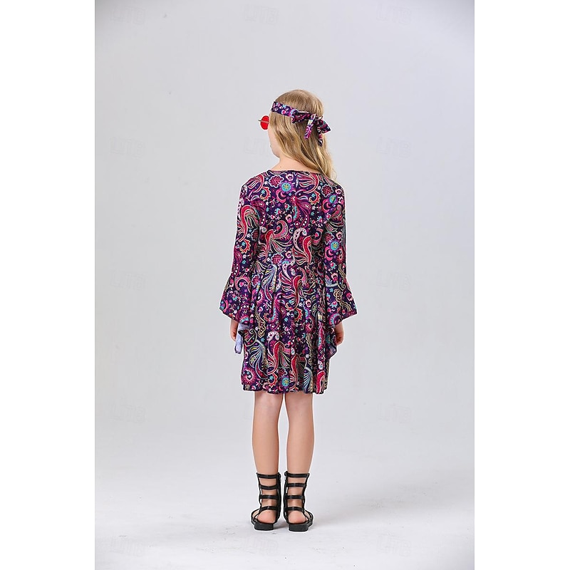 Retro Vintage 1970s Disco Dress Hippie Fancy Dress Girls' Halloween Carnival Masquerade Party / Evening Pride Parade Pride Month Kid's Dress3