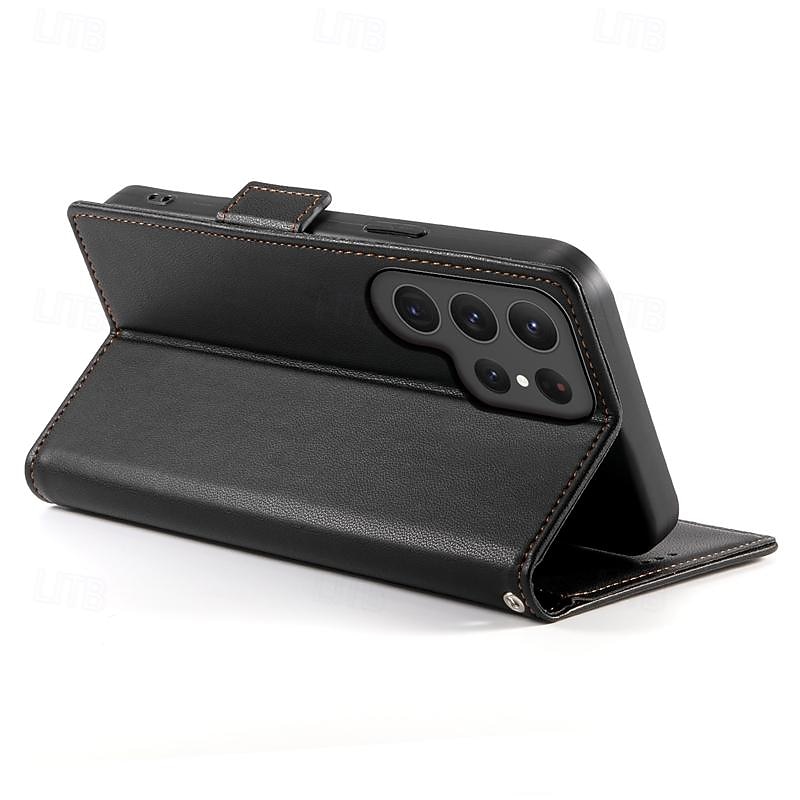 Phone Case For Samsung Galaxy S25 S24 S23 S23 FE S22 S21 Ultra Plus A55 5G A35 5G A25 A15 Back Cover with Stand Holder Magnetic Card Slot Retro TPU PU Leather4