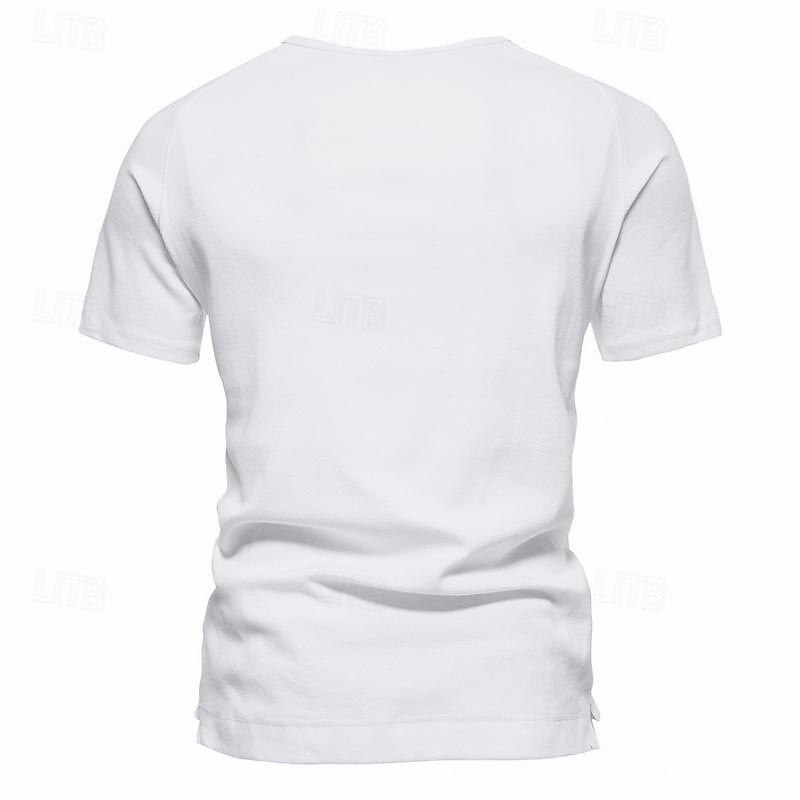 Men's Button T Shirt T Shirt Henley Shirt Tee Short Sleeve Henley Spring & Summer Plain Pit Strip Fashion Designer Basic Vacation Street Going out Black White Navy Blue Top Tee for Men3