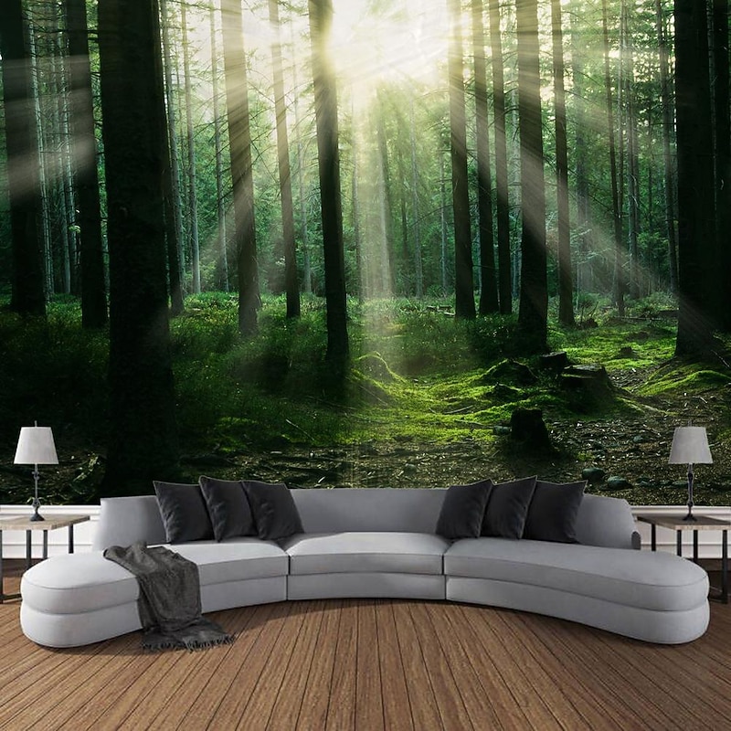 Nature Forest Pathway Hanging Tapestry Wall Art Large Tapestry Mural Decor Photograph Backdrop Blanket Curtain Home Bedroom Living Room Decoration2