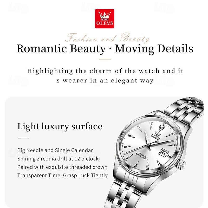 New Olevs Olevs Brand Fashion Trend Business Women'S Watches Luminous Calendar Luxury Versatile Leisure Sports Waterproof Quartz Watch Life Travel Holiday Gift Ideal Women'S Wristwatch4