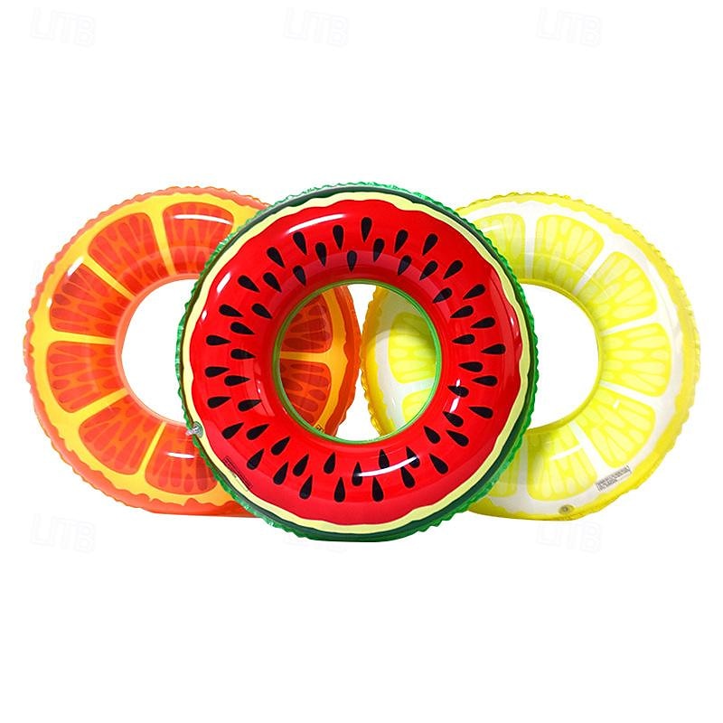 3 PCS Swimming Rings Inflatable Pool Floats for Kids Adults 32.5'' Fruits Pool Floaties Rings Tube Toys for Summer Beach Water Float Party, Swimming Pool, Ocean, Beach Time