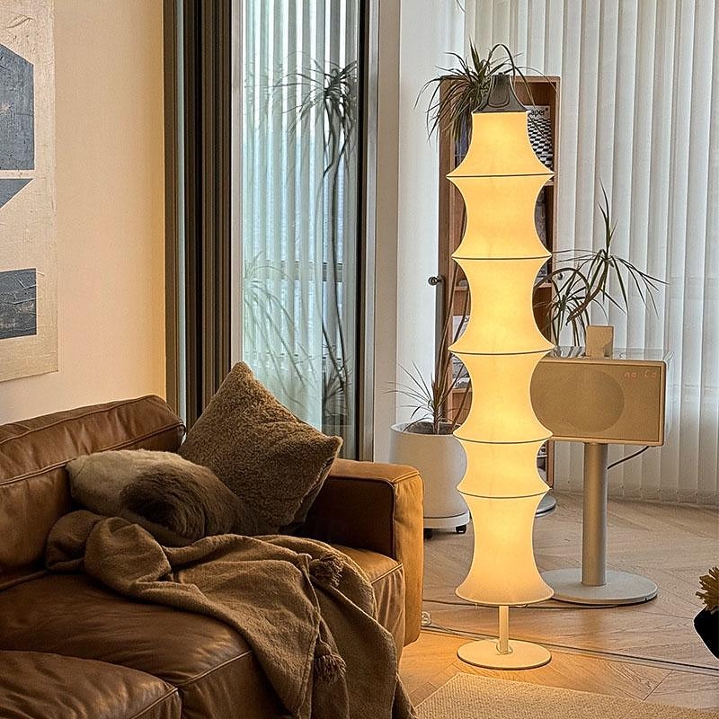 LED Standing Lamps 3-Color Light Creative Foldable Floor Lamp Shade Decorative Farbic Silk Living Room Bedroom Study Bedside Decorative Paper Lamp Shade 110-240V