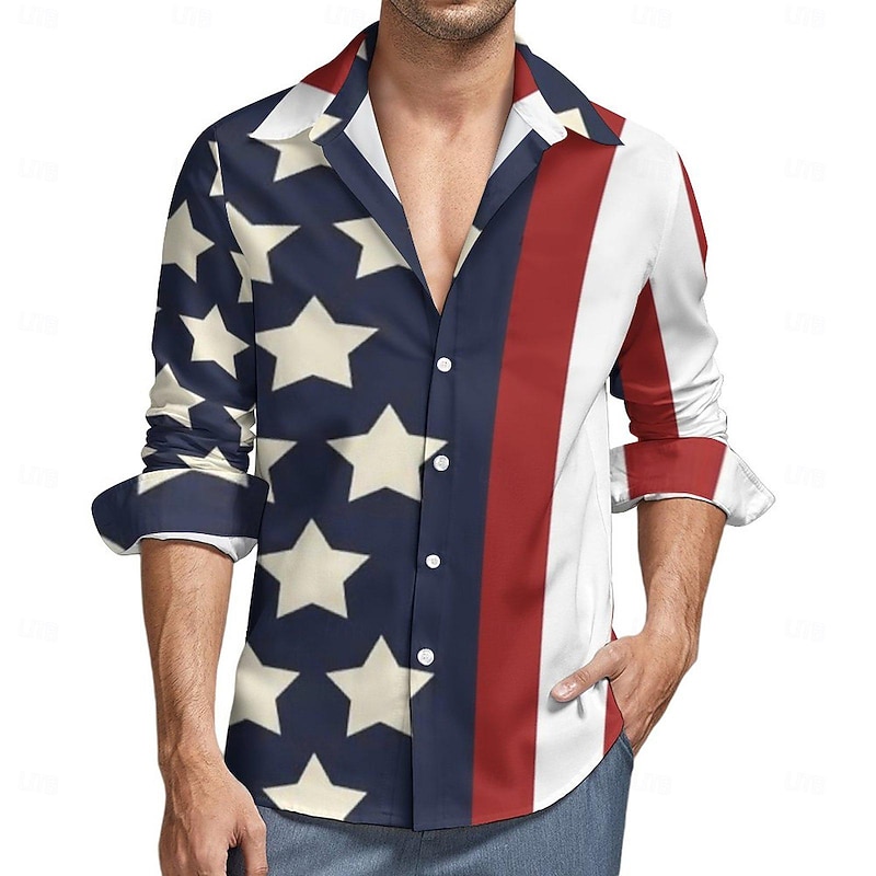 USA Flag Halloween Blouse / Shirt Cosplay Adults' Men's Carnival Independence Day / the Fourth of July July 4 Performance Party Easy Halloween Costumes Dress Up4