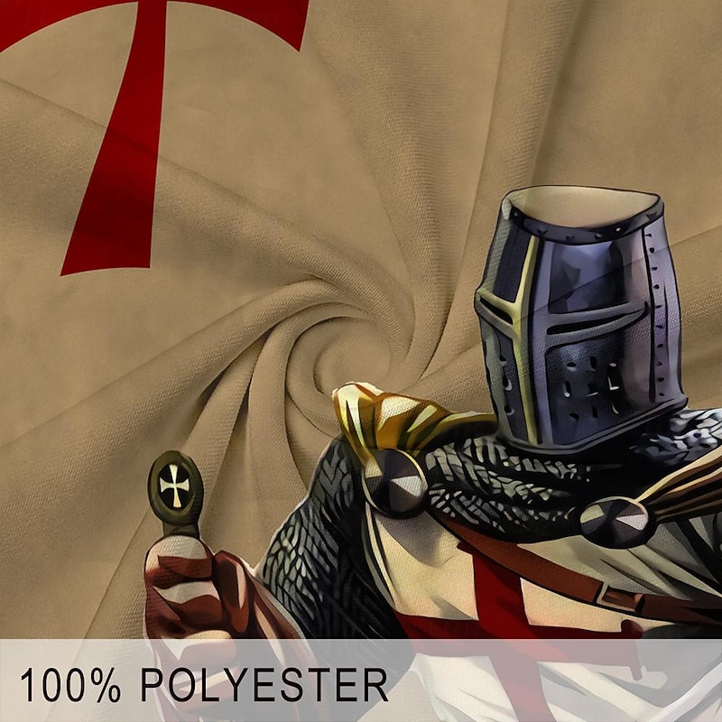 Men's Knights Templar Zip Polo Shirts Golf Shirt Short Sleeve Polo Shirts Collared Shirts Vacation Wear Festival Wear Party Outfits 3D Print Quarter Zip Polo Summer Brown3