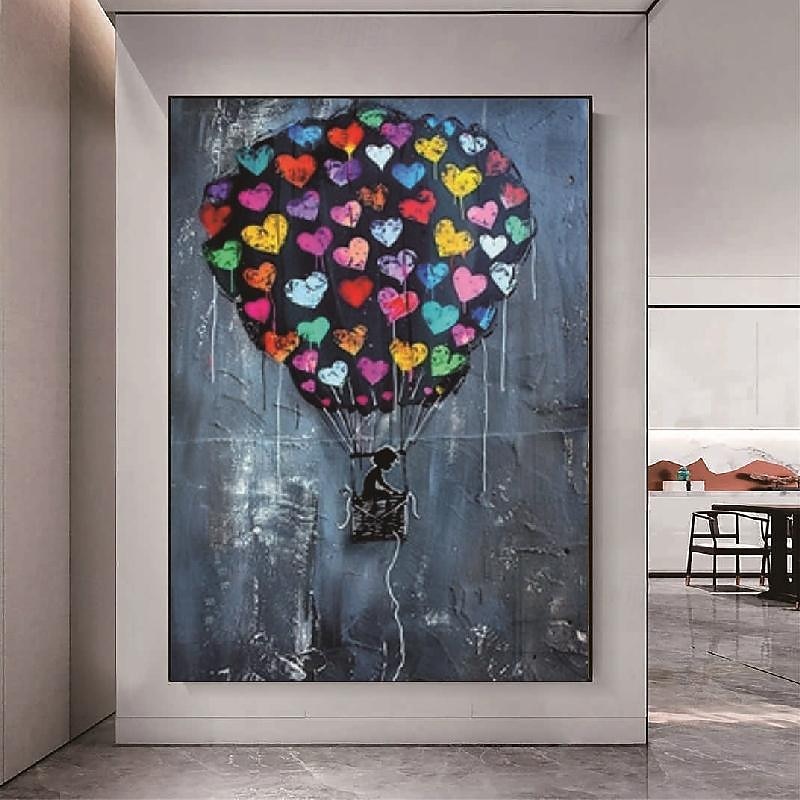 Banksy Balloon oil painting hand painted Canvas Balloon painting Banksy Art oil painting Wall Art Canvas Design air balloon graffiti banksy painting3