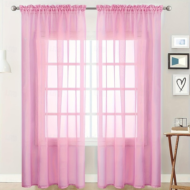 Solid Color Trilon Curtains, Gauze Curtains, Semi-Blackout Balcony Thin Curtains2
