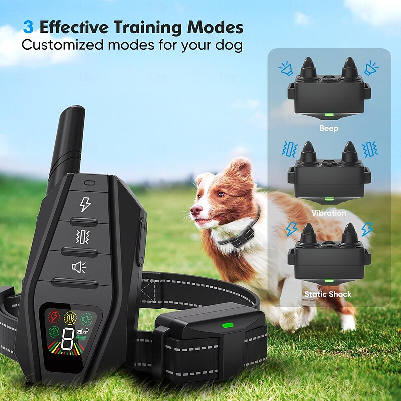 3300Ft Dog Training Collar LCD Battery Display with Remote Rechargeable Waterproof E Collar with Beep Vibration Shock High Quality2