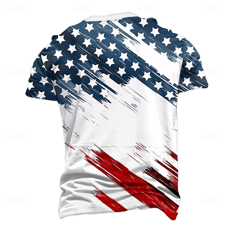 Men's 4th of July Patriotic Shirts American US Flag Designer Men's 3D Print T shirt Tee Henley Shirt Casual Daily T shirt White 1 White 2 Short Sleeve Henley Shirt Summer Clothing2