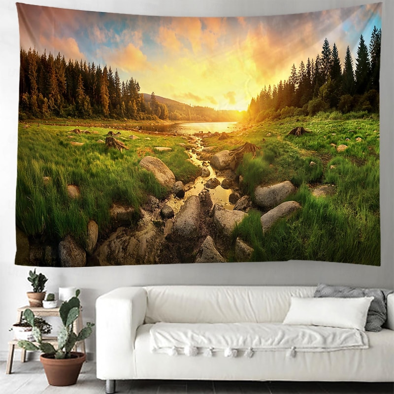 Nature Forest Beam Hanging Tapestry Wall Art Large Tapestry Mural Decor Photograph Backdrop Blanket Curtain Home Bedroom Living Room Decoration4