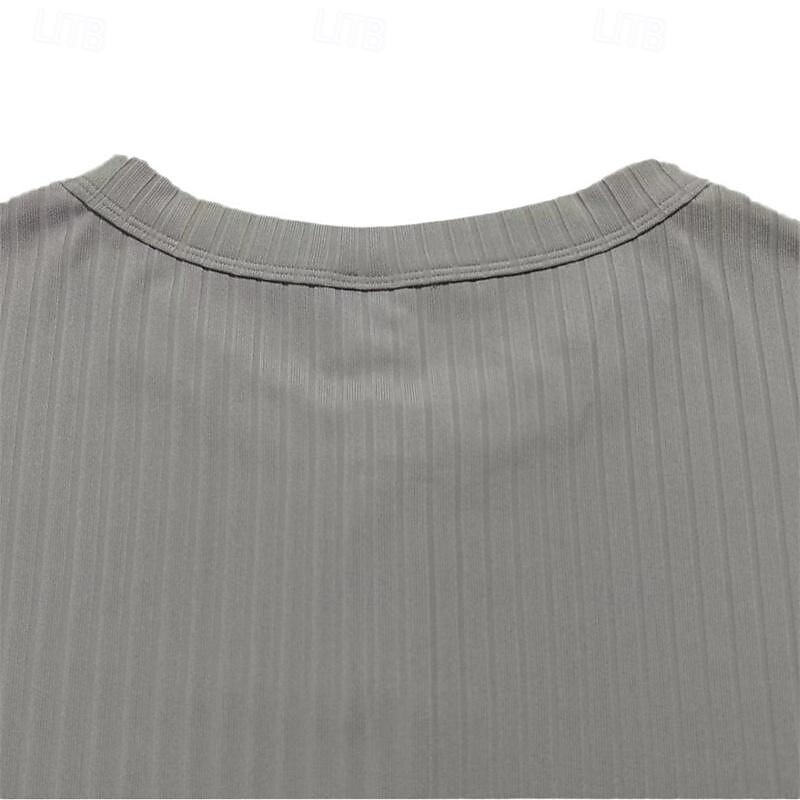 Men's Button T Shirt T Shirt Henley Shirt Tee Short Sleeve Henley Spring & Summer Plain Pit Strip Fashion Designer Basic Vacation Street Going out Wine Black White Top Tee for Men 25