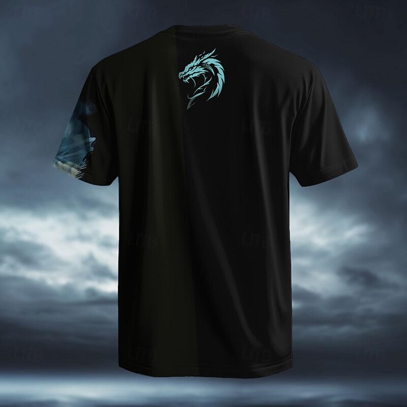 Men's Wolf Motorcycle T Shirt Short Sleeve T shirt 3D Print Crew Neck Shirt Designer Gothic Party Street Casual Black Summer Spring Clothing Apparel S M L XL XXL XXXL2