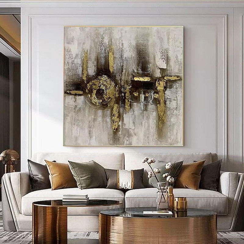 Handmade Oil Painting Canvas Wall Art Decoration Modern Abstract Texture Gold for Home Dance Studio Decor Rolled Frameless Unstretched Painting