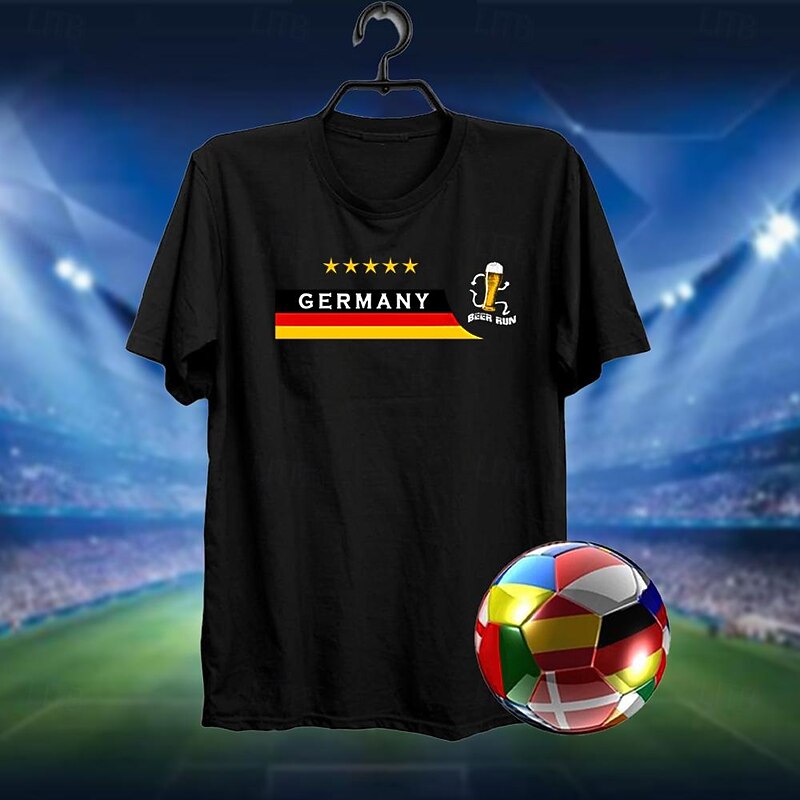 Men's Football Germany Beer Flag / National flag T Shirt Tee Top Cotton Short Sleeve Graphic Shirt Black White Dark Grey Comfortable Tee Street Sports Outdoor Fashion Designer Clothing3