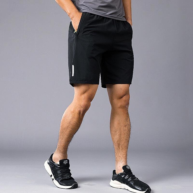 Men's Athletic Shorts Active Shorts Shorts Running Shorts Casual Shorts Pocket Drawstring Elastic Waist Plain Comfort Short Sports Outdoor Daily Going out Fashion Casual Black Blue Micro-elastic3