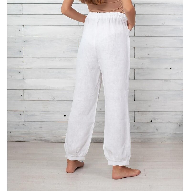 Women's Pants Trousers Casual Daily Long Plain Side Pockets Breathability Comfortable Inelastic Weekend Black White Khaki Gray Spring & Summer Regular Fit2