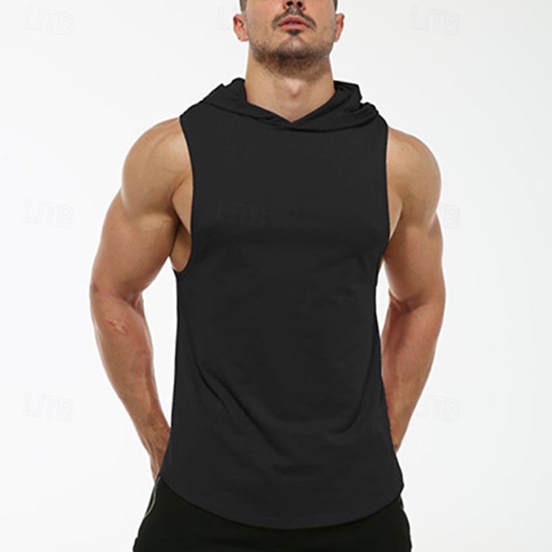 Men's Tank Top Vest Top Undershirt Sleeveless Shirt Sleeveless Hooded Spring & Summer Plain Fashion Designer Basic Vacation Street Going out Black White Wine Top Tee for Men3