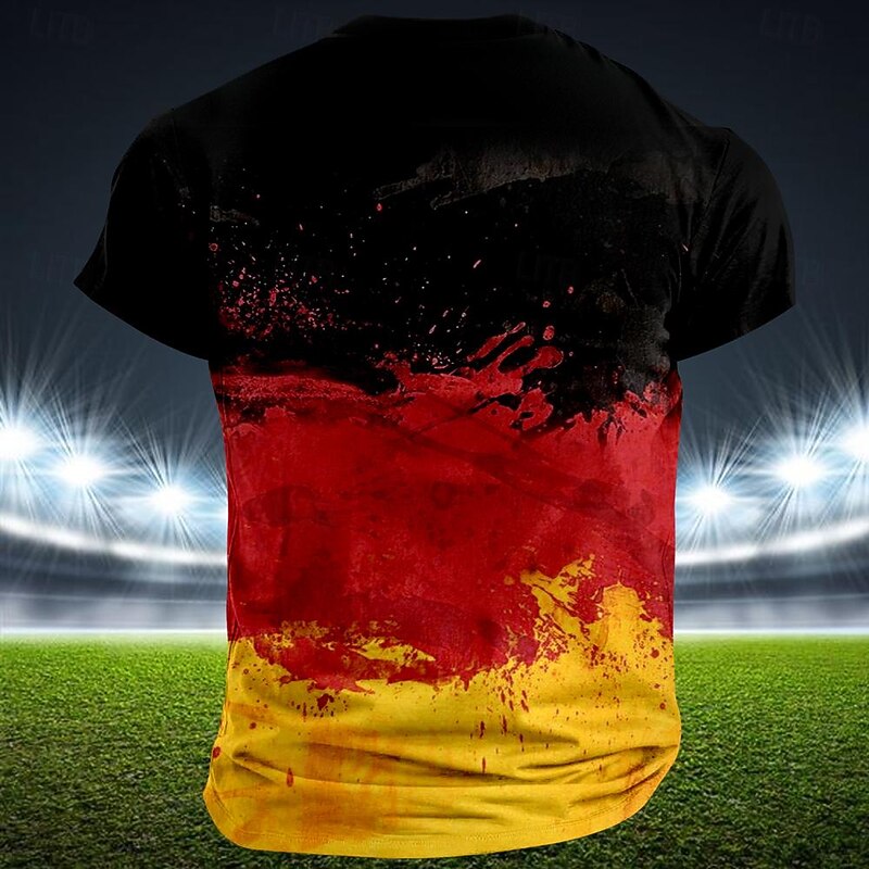 Men's Flag Football Germany T Shirt Henley Shirt Short Sleeve T shirt 3D Print Henley Shirt Designer Ethnic Street Casual Daily Black Summer Spring Clothing Apparel S M L XL XXL 3XL2