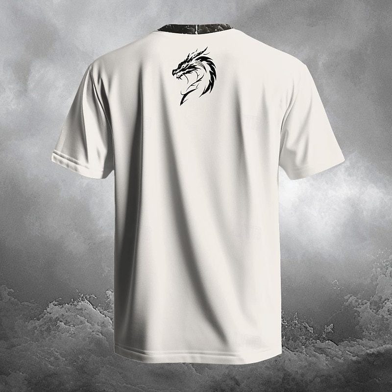 Men's Dragon T Shirt Short Sleeve T shirt 3D Print Crew Neck Shirt Designer Gothic Party Street Casual White Summer Spring Clothing Apparel S M L XL XXL XXXL3