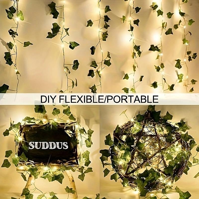 Elegant Wedding Party Reception 100 LED Solar Fairy Lights – 33ft Ivy String Lights 8 Modes Waterproof for Garden Home Decor4