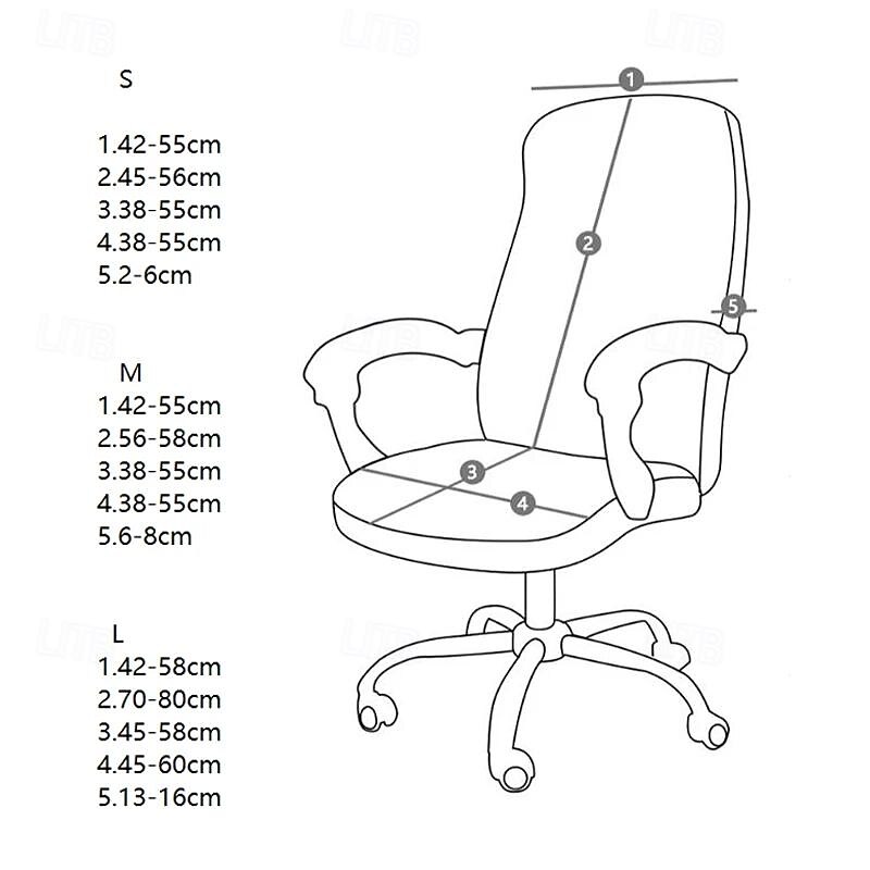 Office Chair Cover Flower High Back Dining Chair CoverComputer Swivel Chair Hotel Zipper Anti Slip One-Piece Armchair Protective Dust Cover2