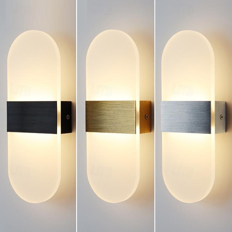 LED Wall Sconce 2-Color Light Source 10cm 5W Nordic Style IP54 Aluminum Acrylic Indoor Wall Lamps Lighting for Bedroom Bathroom Living Room Hallways 85-265V3