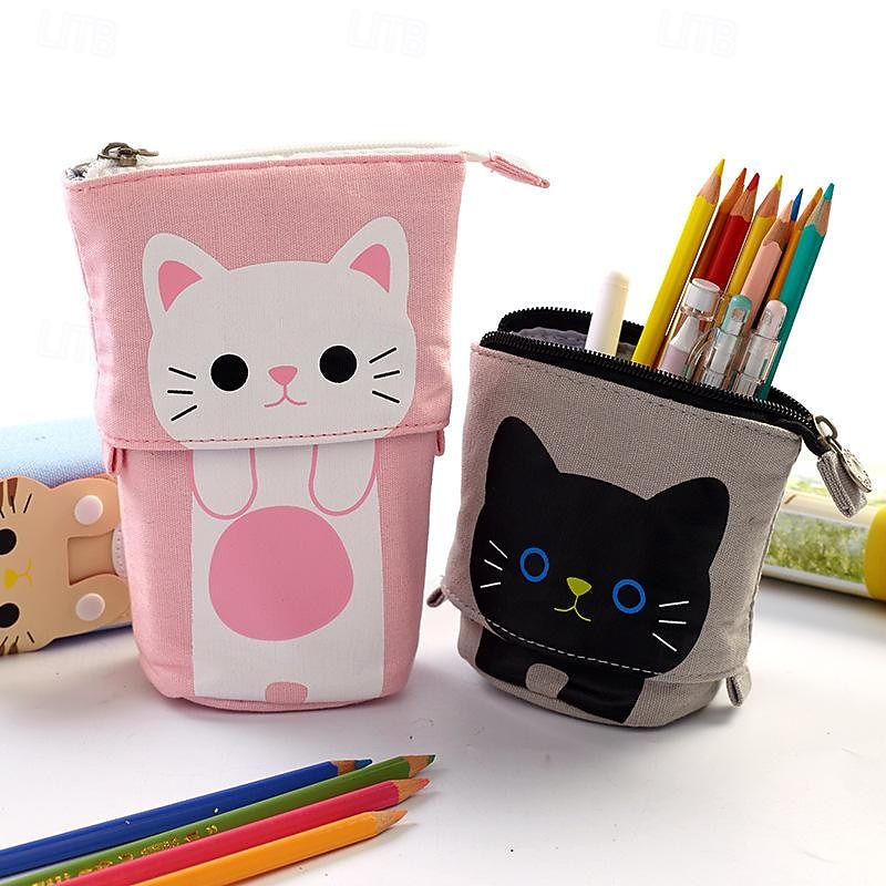 Standing Pencil Case Back to School Cute Telescopic Pen Holder Standing Pencil Pouch Organizer Pop up Pencil Bag Cosmetics Bag Portable Kawaii Stationary4