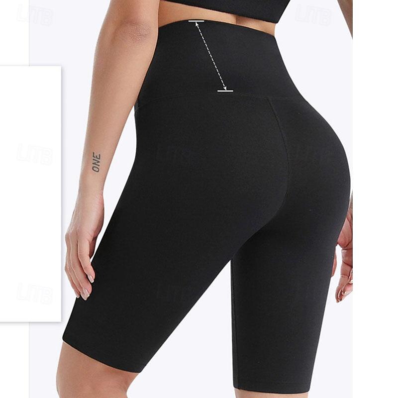 Women's Gym Shorts Yoga Shorts Workout Shorts High Waist Pilates Gym Workout Workout Capri Leggings Solid Color Black Fuchsia Orange Sports Activewear Stretchy Slim4