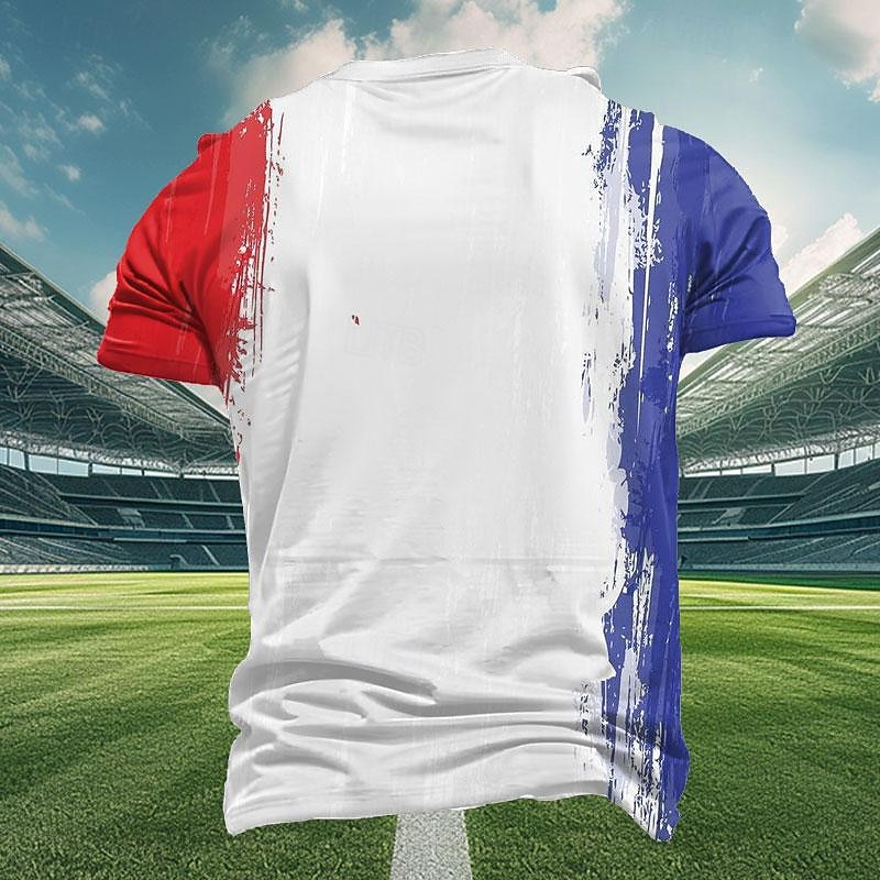 Men's Football French chicken Flag of France T Shirt Short Sleeve T shirt 3D Print Crew Neck Shirt Outdoor Athleisure White Summer Spring Clothing Apparel S M L XL XXL XXXL3