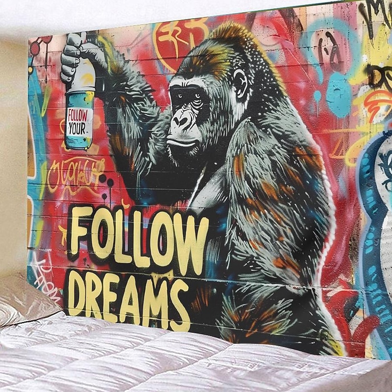 Street Graffiti Astronaut Hanging Tapestry Wall Art Large Tapestry Mural Decor Photograph Backdrop Blanket Curtain Home Bedroom Living Room Decoration3