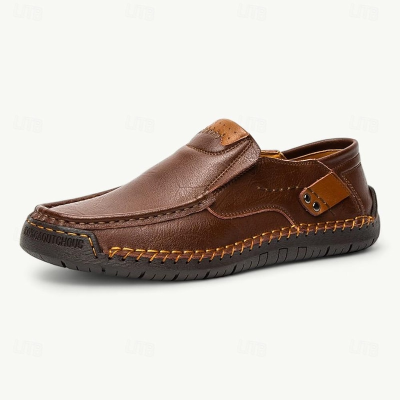 Men's Loafers – Casual Slip-On Moccasins with Stitching Detail – Brown, Perfect for Work, Travel, and Everyday Wear4