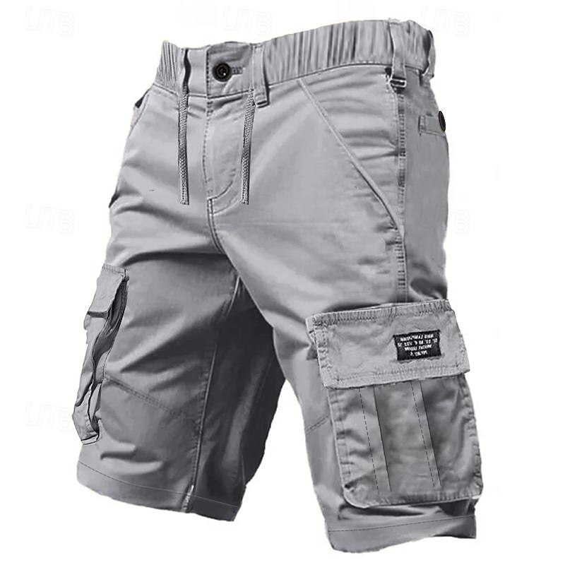 Men's Cargo Shorts Shorts Hiking Shorts Buttons Drawstring Elastic Waist Plain Wearable Short Outdoor Daily Camping & Hiking Fashion Classic Black Army Green3