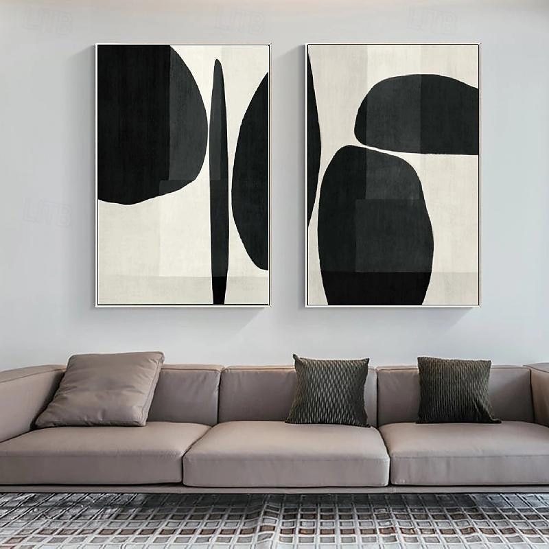 oil painting Handmade  Black and White oil painting Wabi Sabi Abstract oil painting Hand painted Wall Art  Modern Abstract Oil Painting Geometric Figure painting Wall Art for Home decoration