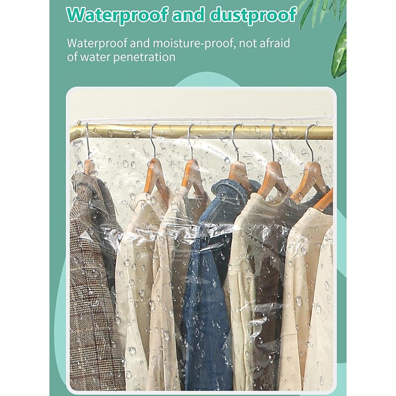 Clear Garment Rack Cover Dustproof Clothes Rack Cover with Zipper Clothes Hanging Rack Cover Clothing Storage Protector Waterproof3