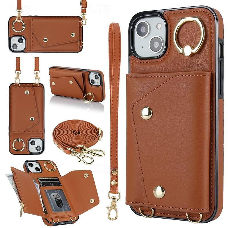 Phone Case For iPhone 17 Pro Max 17 Air 16 15 14 Pro Max Plus 13 12 11 Pro Max Mini Wallet Case Zipper with Lanyard with Wrist Strap Retro TPU PU Leather