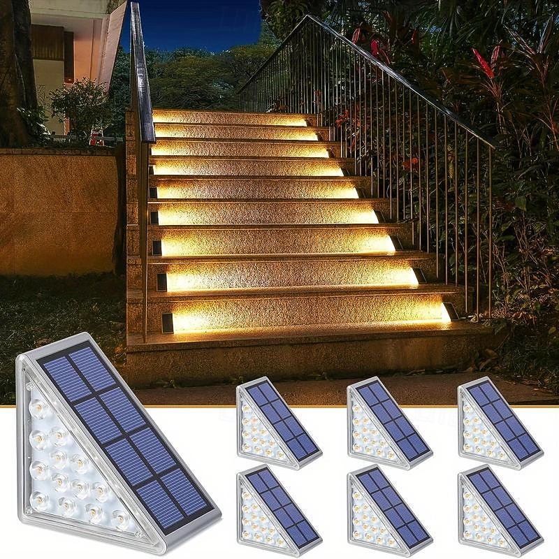 2pcs Portable White Solar Step Lights - Waterproof LED Path Lights for Hallway, Doorway, Garage with Detachable Design, Rechargeable Nickel Battery, and Easy Installation