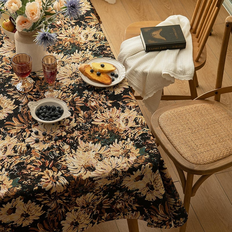 Moroccan Jacquard Tablecloth Stain and Wrinkle Resistant Washable Polyester Table Cloth, Decorative Fabric Table Cover for Dining Table, Buffet Parties and Camping2