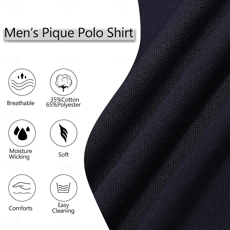 Men's Cotton Polo Shirt Golf Shirt Work Business Ribbed Polo Collar Classic Short Sleeve Basic Modern Solid Color Patchwork Pocket Spring & Summer Regular Fit Dark Grey Black Burgundy Navy Blue Royal2