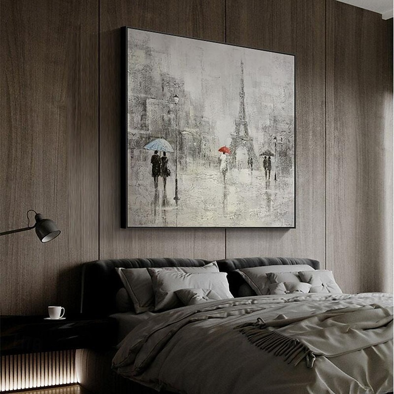 Hand Painted Abstract Landscape Paris Love Oil Painting On Canvas Thick Oil Wall Art Dcor For Living Room Home Decoration Unframed2