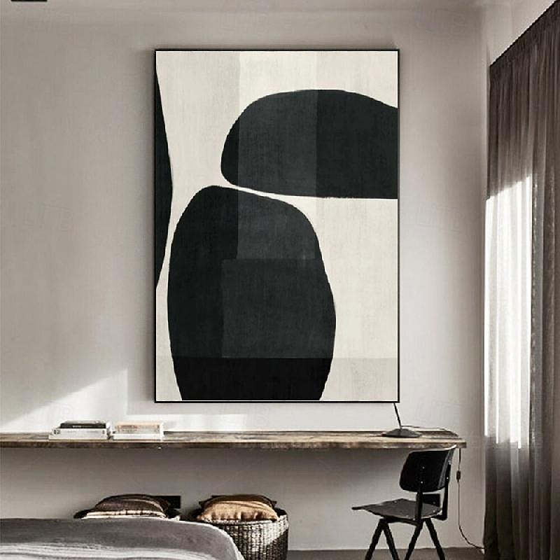Handmade Black White 3D Minimalist Painting on Canvas Large hand painted Beige Art Wabi Sabi Abstract Wall Art oil painting FOR Living room artwork3
