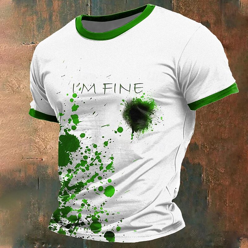 Men's Blood Splatter Blood stains T Shirt Short Sleeve T shirt 3D Print Crew Neck Shirt Designer Steampunk Carnival Party Street Red Blue Green Summer Spring Clothing Apparel S M L XL XXL XXXL4