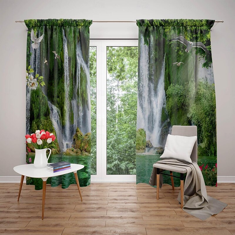 2 Panels Nature Forest Curtain Drapes Blackout Curtain For Living Room Bedroom Kitchen Window Treatments Thermal Insulated Room Darkening4