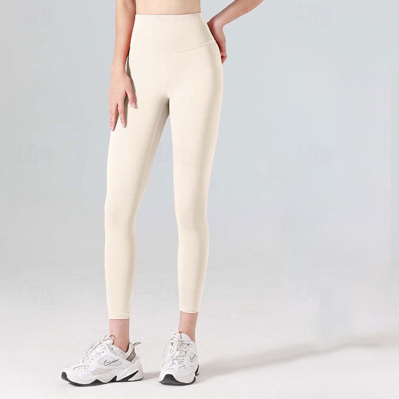 Women's Gym Leggings Joggers Leggings Basic Lightweight High Waist Pilates Gym Workout Running Pants Solid Color Light Brown Black White Fall Winter Sports Activewear Micro-elastic Skinny3
