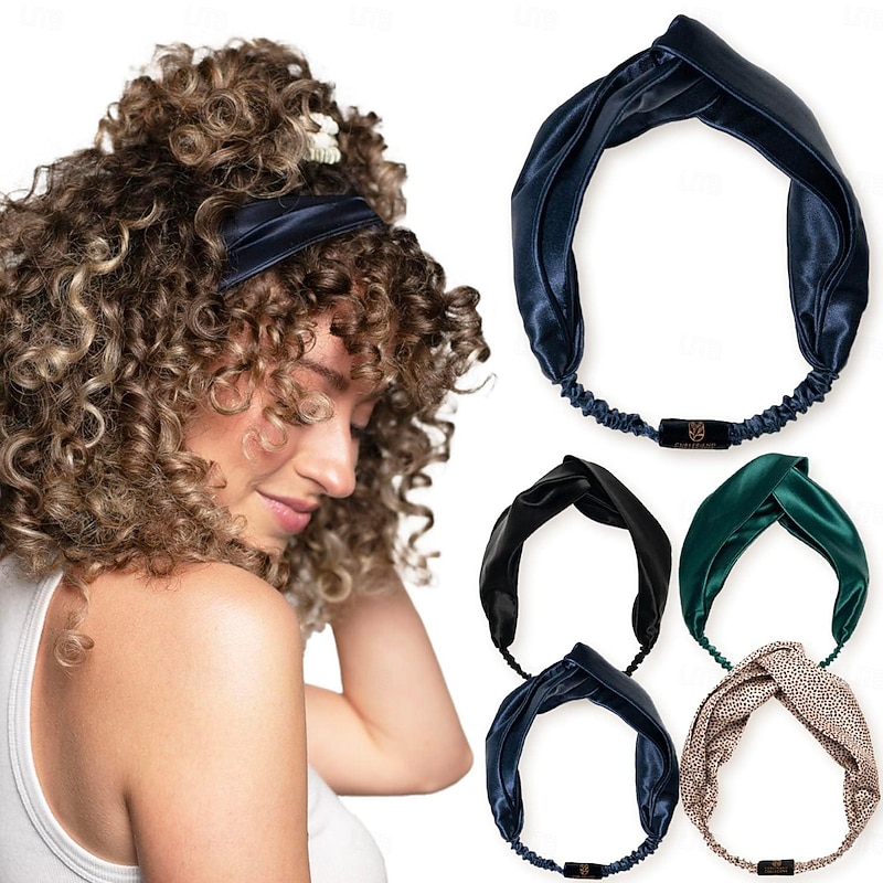Real Mulberry Silk Headband for Women Elastic Silky Head Band for Thick, Curly Hair Non Slip, No Crease Fashion Headband  Silk Headband for Sleeping, Hair Band for Washing Face