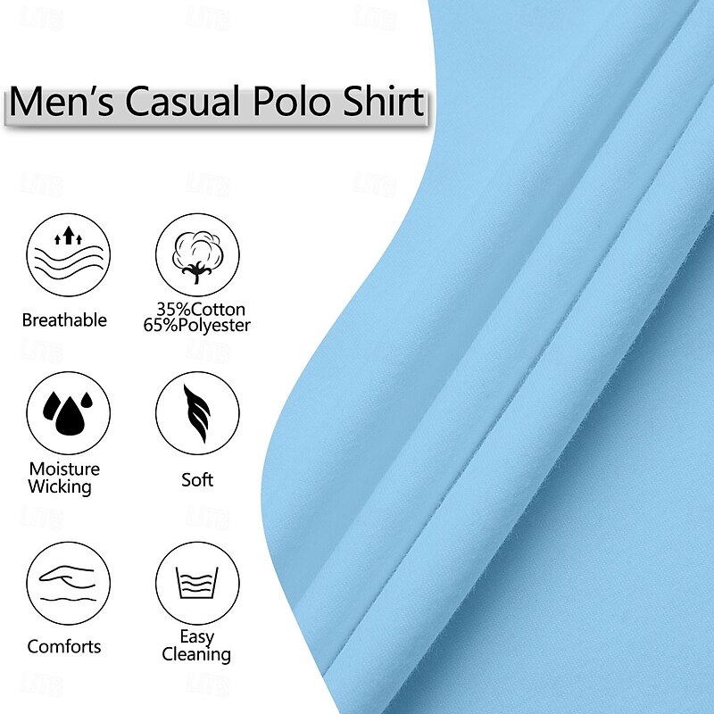Men's Polo Shirts Sports Polo Shirts Casual Sports Ribbed Polo Collar Short Sleeve Fashion Basic Solid Color Classic Style Summer Regular Fit Black White Light Green Red Light Blue Polo Shirts4