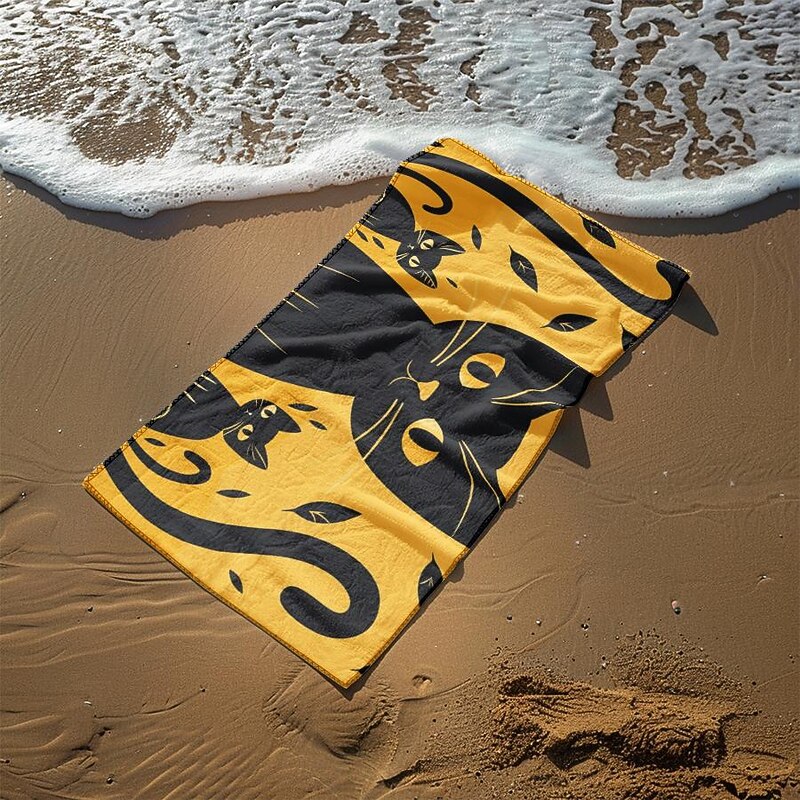 Beach Towel Black Cat 100% Micro Fiber Oversized Beach Towel, 35"x70", Large Swim Towel for Teens Adults, Quick-Dry, Absorbent, Soft, Versatile for Travel, Bath and Pool4
