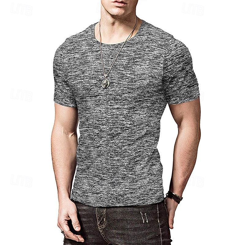 Men's T shirt Short Sleeve Crew Neck Tee Tshirt Muscle T-Shirt Short Sleeve Shirt Outdoor Workout Soft Sweat wicking Polyester Light Green Blue Dark Green Gym Climbing Camping / Hiking / Caving2