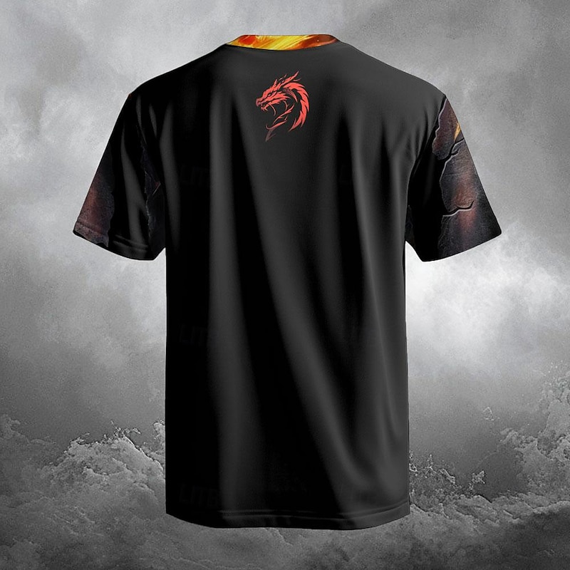 Men's Dragon T Shirt Short Sleeve T shirt 3D Print Crew Neck Shirt Designer Gothic Party Street Casual Black 1 Black Summer Spring Clothing Apparel S M L XL XXL XXXL2