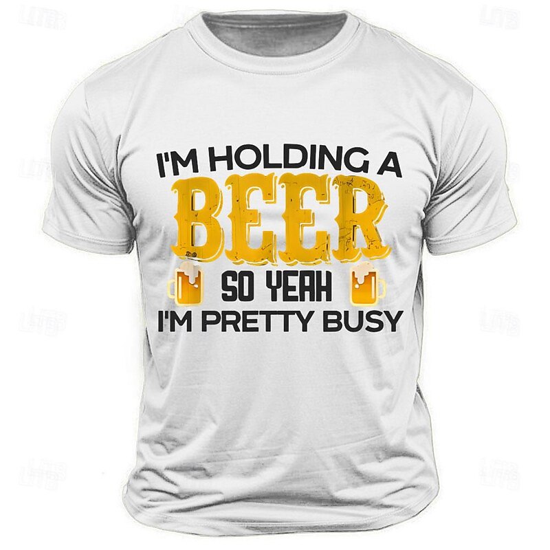 Men's Letter Printed Funny Beer T Shirt Tee Top Cotton Short Sleeve Graphic Shirt Black White Army Green Comfortable Tee Street Sports Outdoor Fashion Designer Clothing4